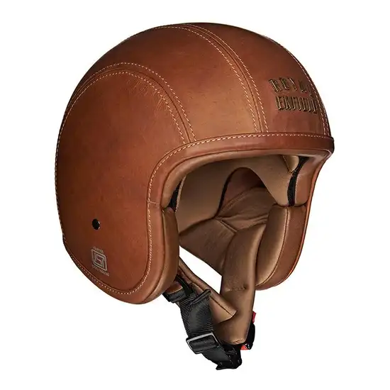ROYAL ENFIELD GRANADO LEATHER OPEN FACE HELMET TAN