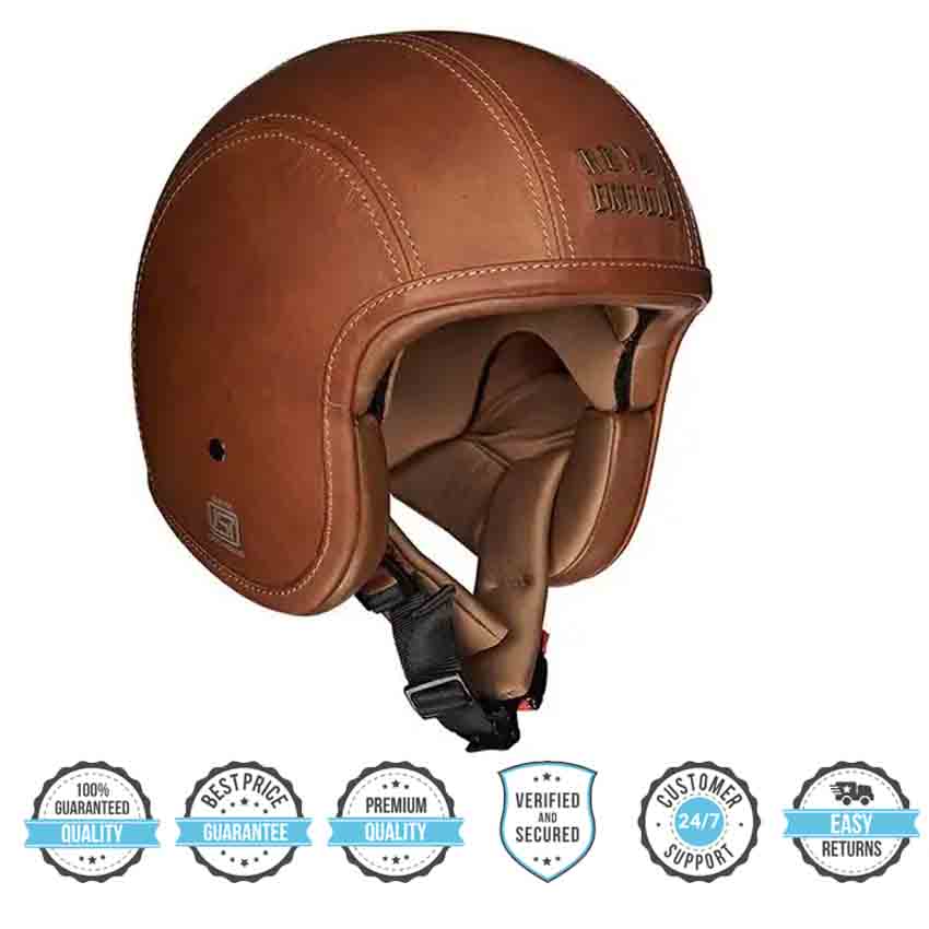 ROYAL ENFIELD GRANADO LEATHER OPEN FACE HELMET TAN