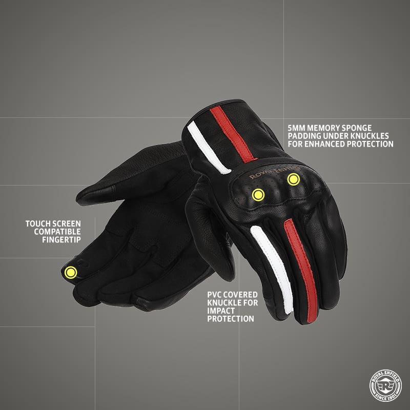 ROYAL ENFIELD GRITTY GLOVES BLACK / RED / WHITE
