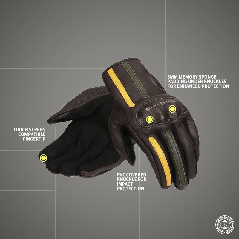ROYAL ENFIELD GRITTY GLOVES BROWN & YELLOW