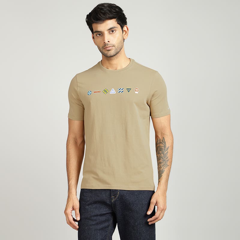 ROYAL ENFIELD HIGHWAY SIGNAGES T SHIRT LIGHT BROWN