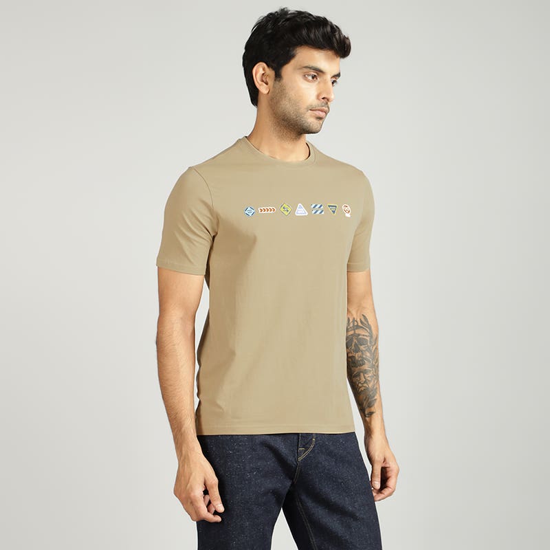 ROYAL ENFIELD HIGHWAY SIGNAGES T SHIRT LIGHT BROWN