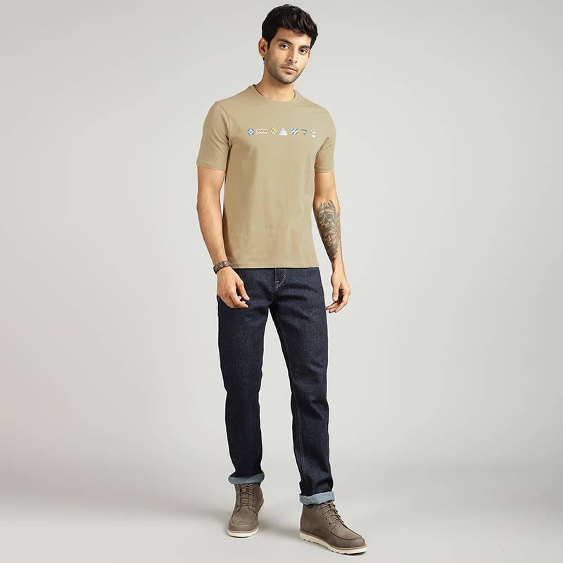 ROYAL ENFIELD HIGHWAY SIGNAGES T SHIRT LIGHT BROWN