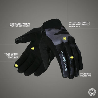 ROYAL ENFIELD INTREPID GLOVES GREY CAMO