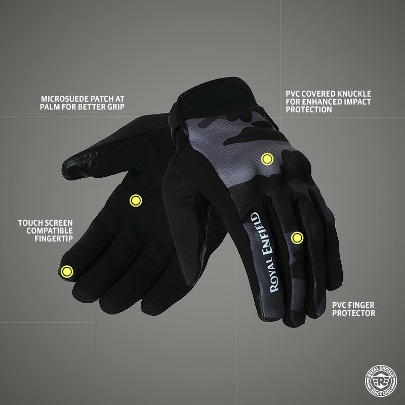 ROYAL ENFIELD INTREPID GLOVES GREY CAMO