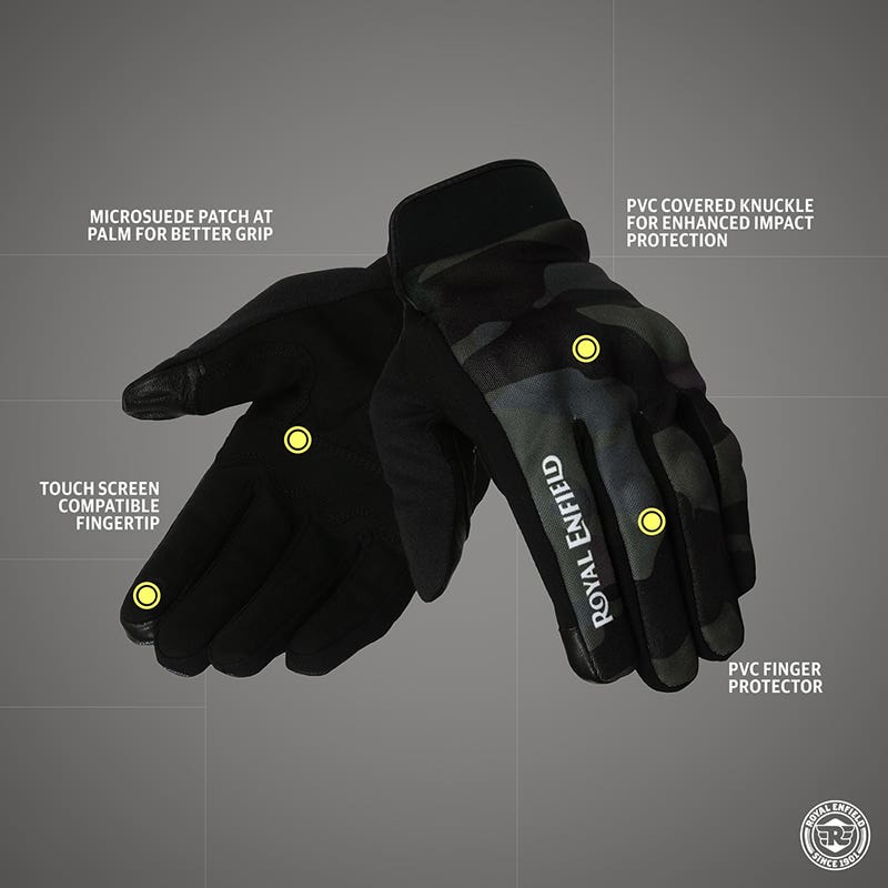 ROYAL ENFIELD INTREPID GLOVES OLIVE CAMO