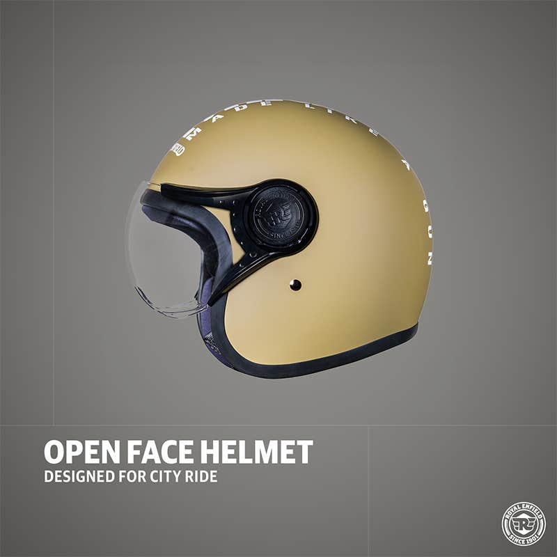 ROYAL ENFIELD JET OPEN FACE MLG HELMET WITH CLEAR VISOR MATT DESERT STORM
