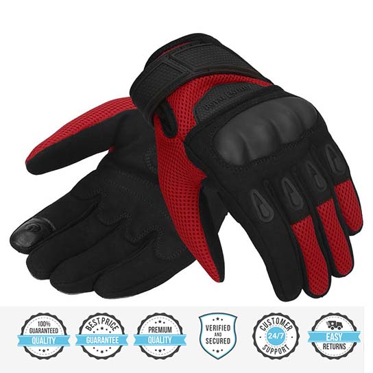 ROYAL ENFIELD RAMBLER V2 GLOVES RED & BLACK