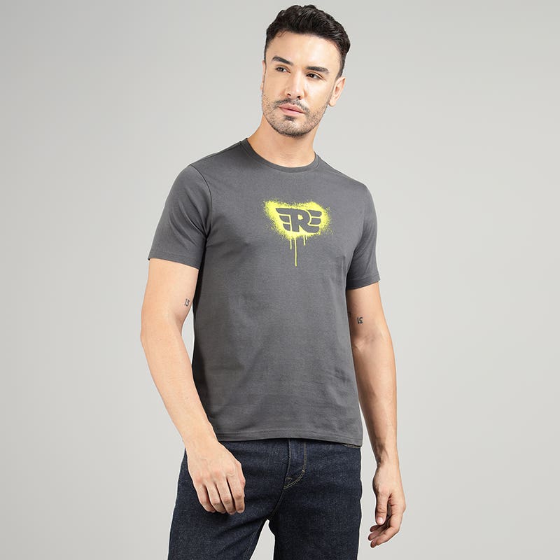 ROYAL ENIFIELD RE STENCIL SPRAY T SHIRT CHARCOAL
