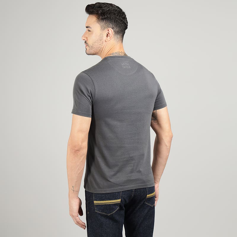 ROYAL ENIFIELD RE STENCIL SPRAY T SHIRT CHARCOAL