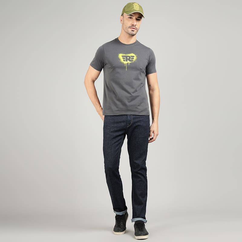 ROYAL ENIFIELD RE STENCIL SPRAY T SHIRT CHARCOAL