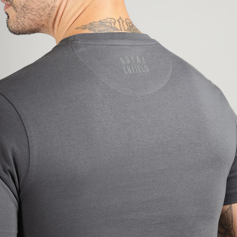 ROYAL ENIFIELD RE STENCIL SPRAY T SHIRT CHARCOAL