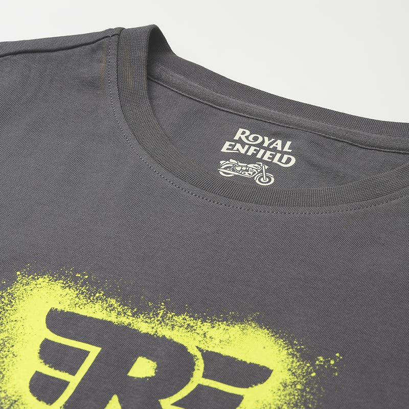 ROYAL ENIFIELD RE STENCIL SPRAY T SHIRT CHARCOAL