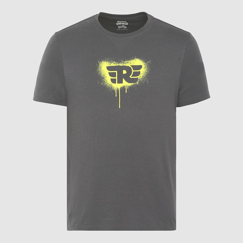 ROYAL ENIFIELD RE STENCIL SPRAY T SHIRT CHARCOAL