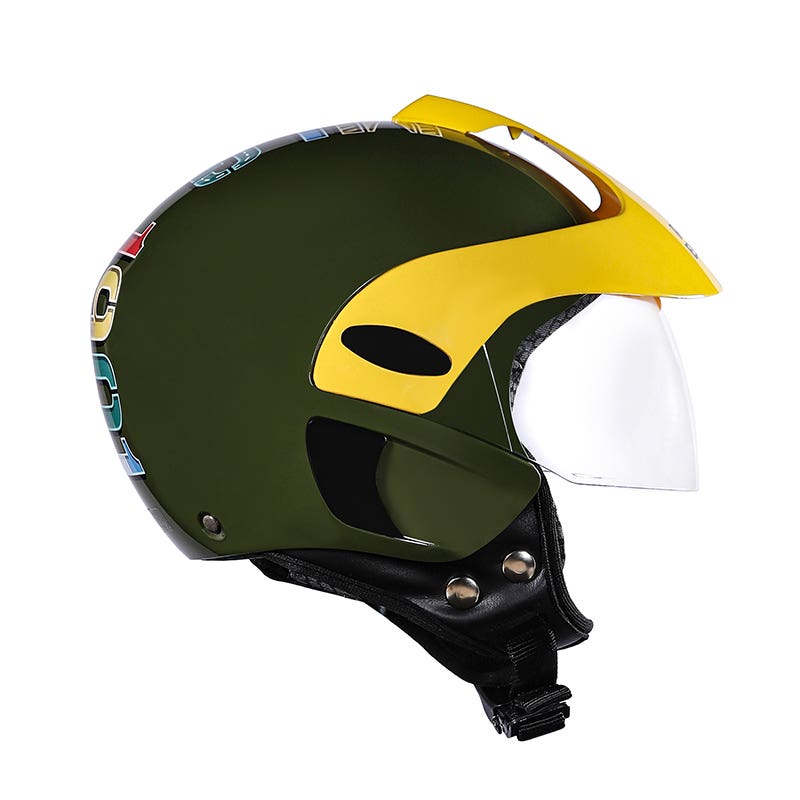 ROYAL ENFIELD SPARKY OPEN FACE MLG KIDS HELMET BLACK, OLIVE