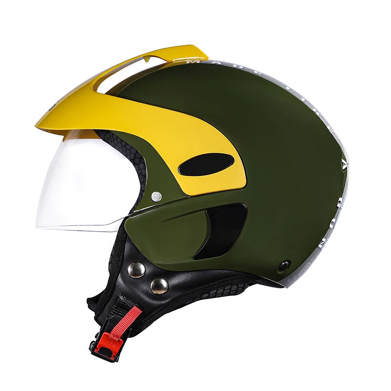 ROYAL ENFIELD SPARKY OPEN FACE MLG KIDS HELMET BLACK, OLIVE