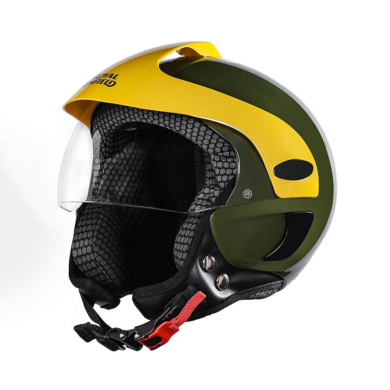 ROYAL ENFIELD SPARKY OPEN FACE MLG KIDS HELMET BLACK, OLIVE
