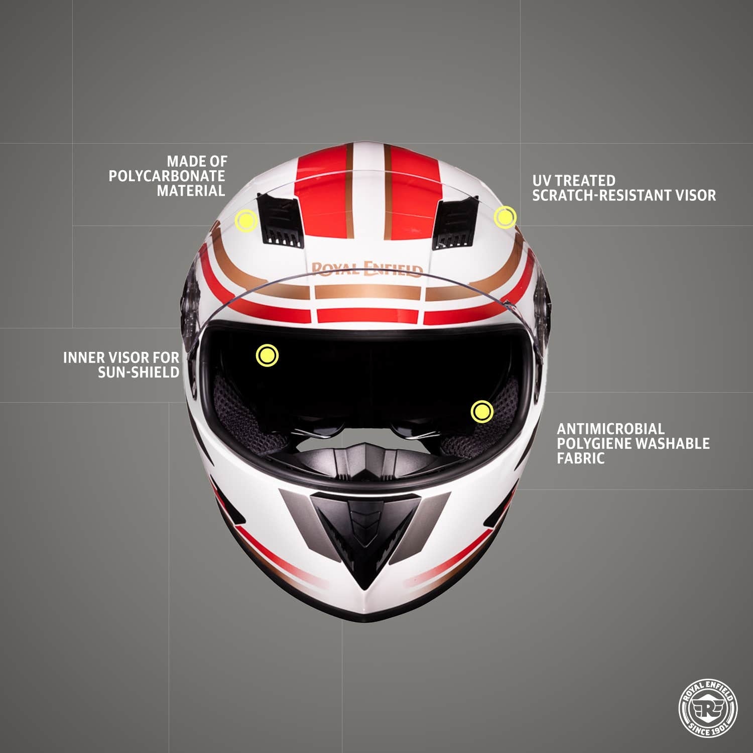 ROYAL ENFIELD STUNNER HELMET WITH DUAL VISOR GLOSS WHITE
