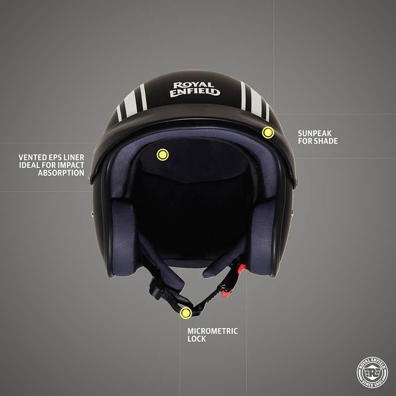 ROYAL ENFIELD SUN PEAK OPEN FACE LIGHTWEIGHT HELMET GLOSS BLACK