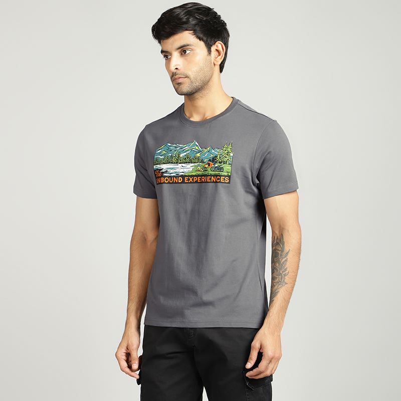ROYAL ENFIELD THE UNBOUND EXPERIENCES T SHIRT CHARCOAL