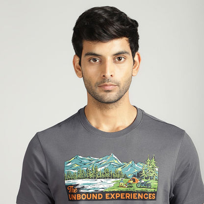 ROYAL ENFIELD THE UNBOUND EXPERIENCES T SHIRT CHARCOAL