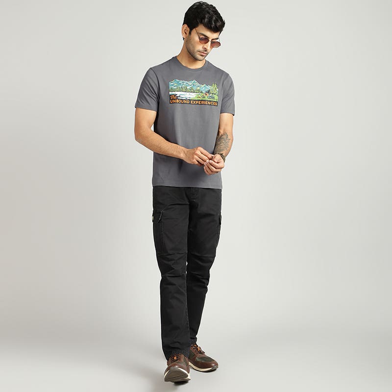 ROYAL ENFIELD THE UNBOUND EXPERIENCES T SHIRT CHARCOAL