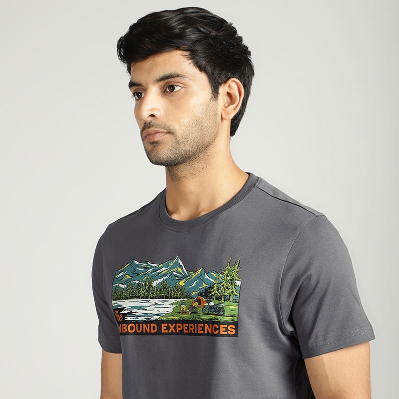 ROYAL ENFIELD THE UNBOUND EXPERIENCES T SHIRT CHARCOAL