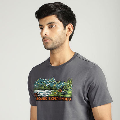 ROYAL ENFIELD THE UNBOUND EXPERIENCES T SHIRT CHARCOAL