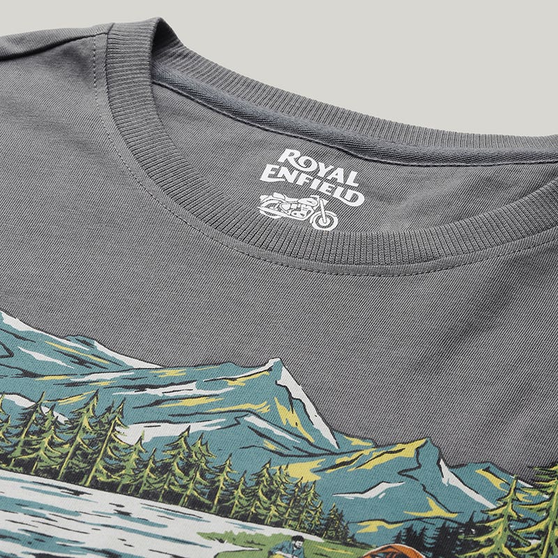 ROYAL ENFIELD THE UNBOUND EXPERIENCES T SHIRT CHARCOAL