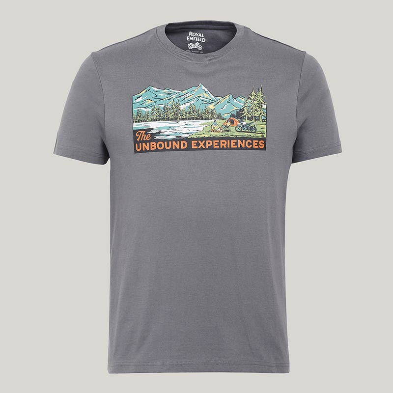 ROYAL ENFIELD THE UNBOUND EXPERIENCES T SHIRT CHARCOAL