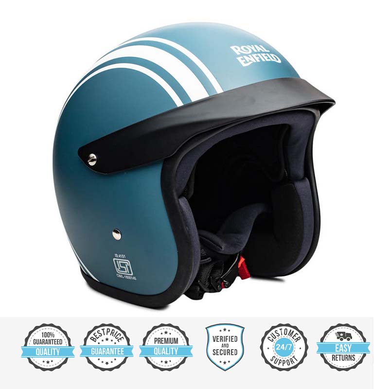 ROYAL ENFIELD TWIN STRIPES SUNPEAK HELMET MATT SQUADRON BLUE