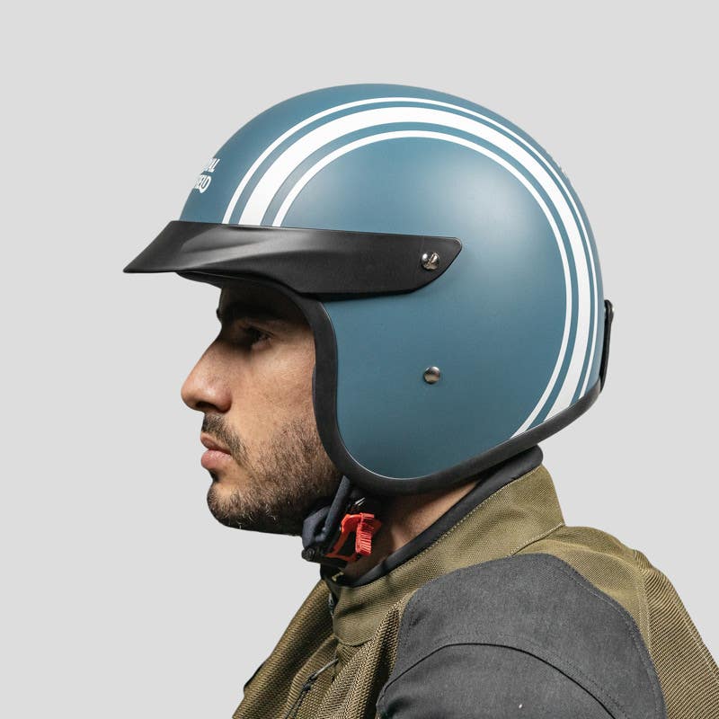 ROYAL ENFIELD TWIN STRIPES SUNPEAK HELMET MATT SQUADRON BLUE