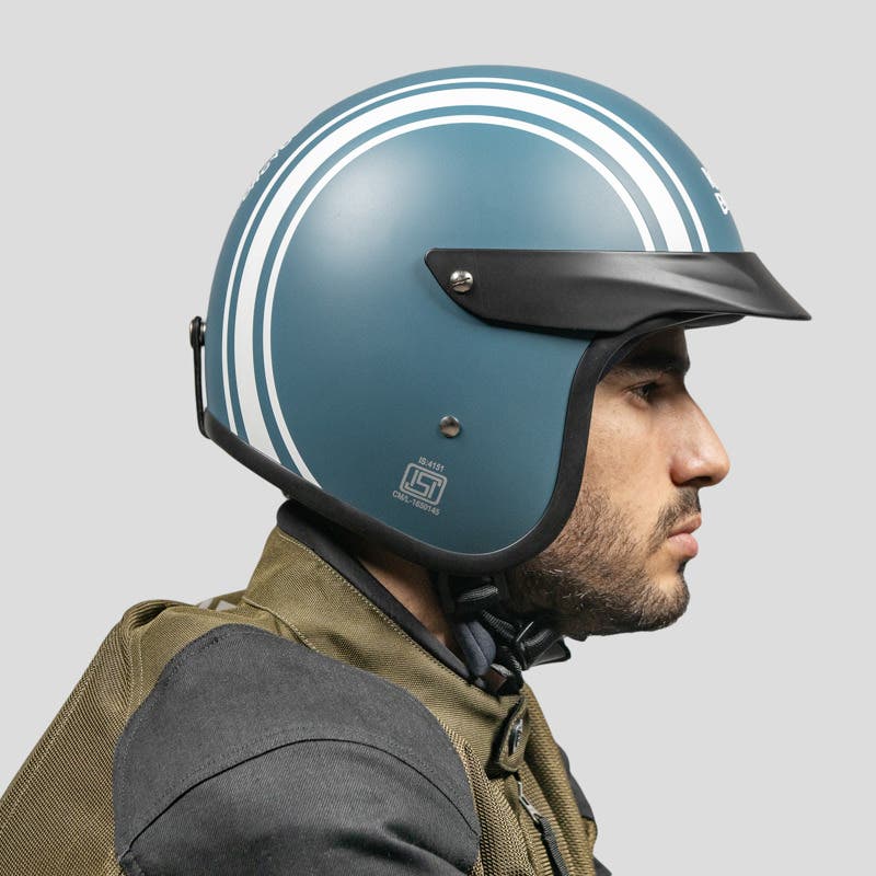 ROYAL ENFIELD TWIN STRIPES SUNPEAK HELMET MATT SQUADRON BLUE