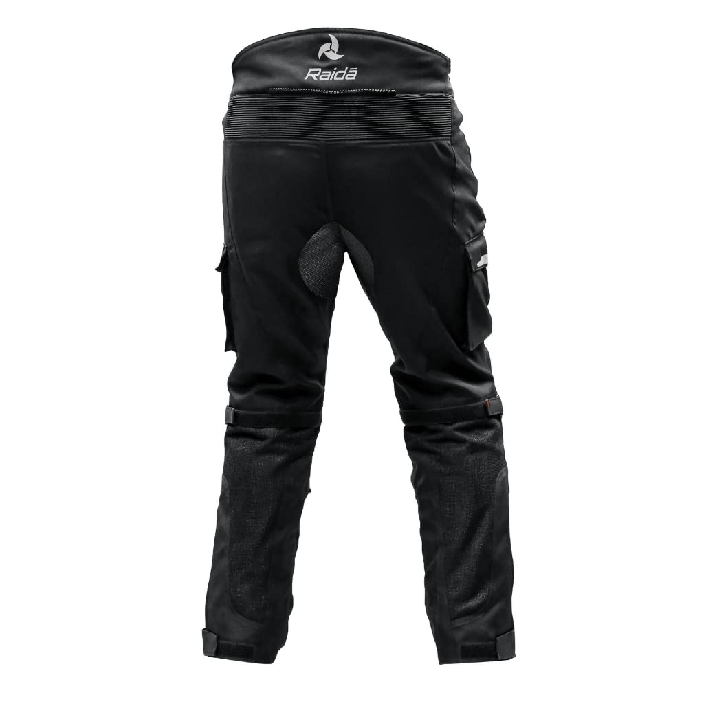 Raida Rover Motorcycle Riding Pant Level 2 Protection  Cargo Pockets Rain & Thermal Liner Included Black