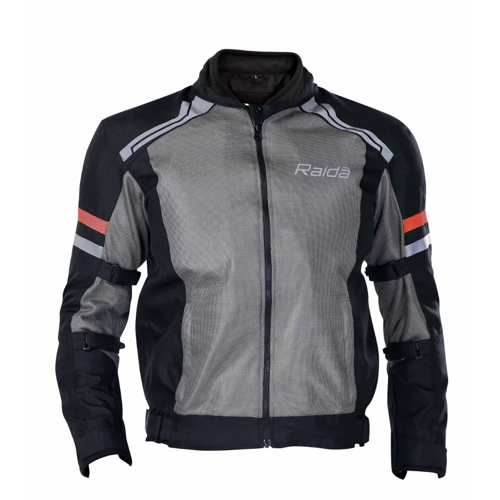 Raida Tourer Motorcycle Riding Jacket Level 2 Armors Lightweight Abrasion resistance Fabric Grey & Red