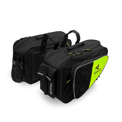 Raida Polyester V50 Motorcycle Saddle Bag Pair 50 Ltr For All Bikes With Rain Cover HI-VIZ