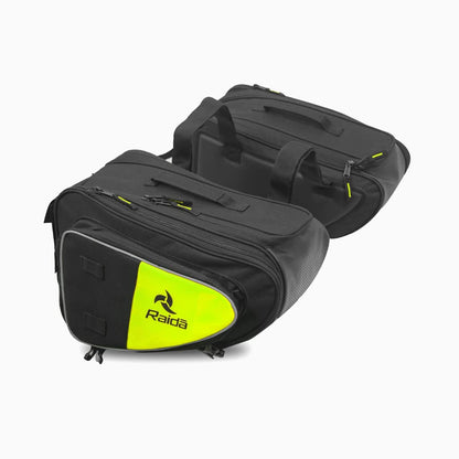 Raida Polyester V50 Motorcycle Saddle Bag Pair 50 Ltr For All Bikes With Rain Cover HI-VIZ