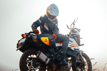 Raida Polyester V50 Motorcycle Saddle Bag Pair 50 Ltr For All Bikes With Rain Cover Orange