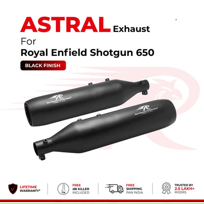 Red Rooster Performance Astral Exhaust for Royal Enfield Shotgun 650 - Black Finish