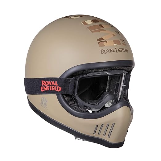 Royal Enfield Urban Trooper MLG Camo Helmet-Matt Desert Storm With Remx Goggle