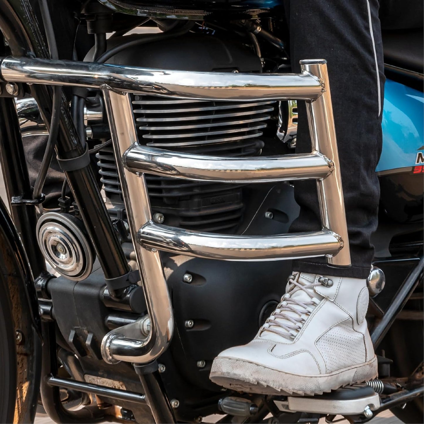 Royal Enfield Silver Airfly Engine Guard For Meteor 350, New Classic Reborn & New Bullet 350