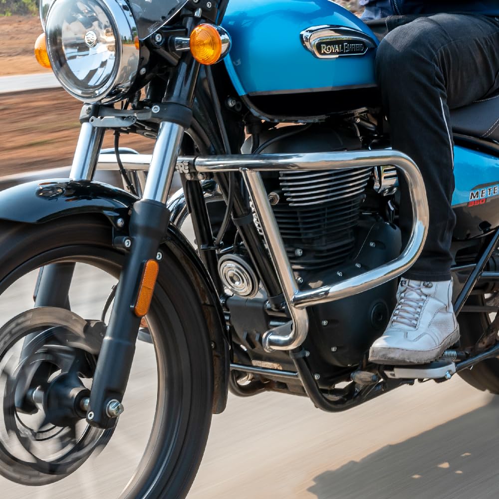 Royal Enfield Silver Airfly Evo Engine Guard For Meteor, New Classic Reborn & New Bullet 350