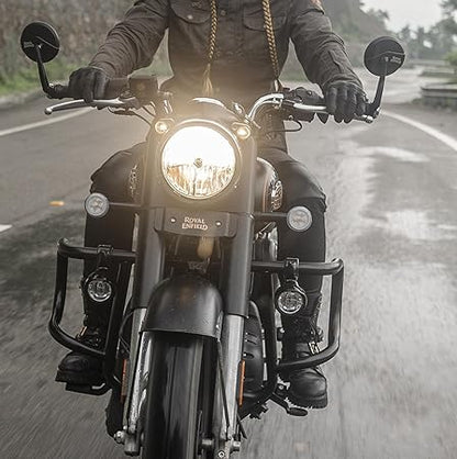 Royal Enfield Black Led Fog Lights For Super Meteor 650  Shotgun 650, New Bullet 350 New Classic & Meteor 350