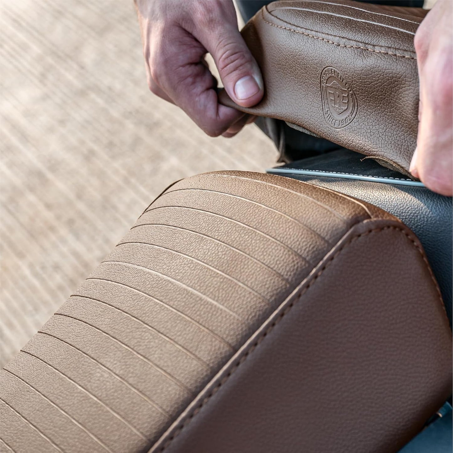 Royal Enfield Brown Pleated Seat Covers for Meteor 350
