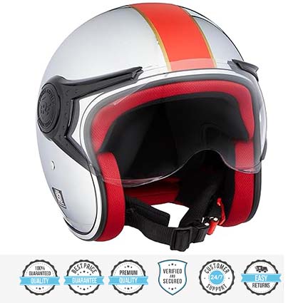 Royal Enfield Open Face with Visor Helmet Chrome Red