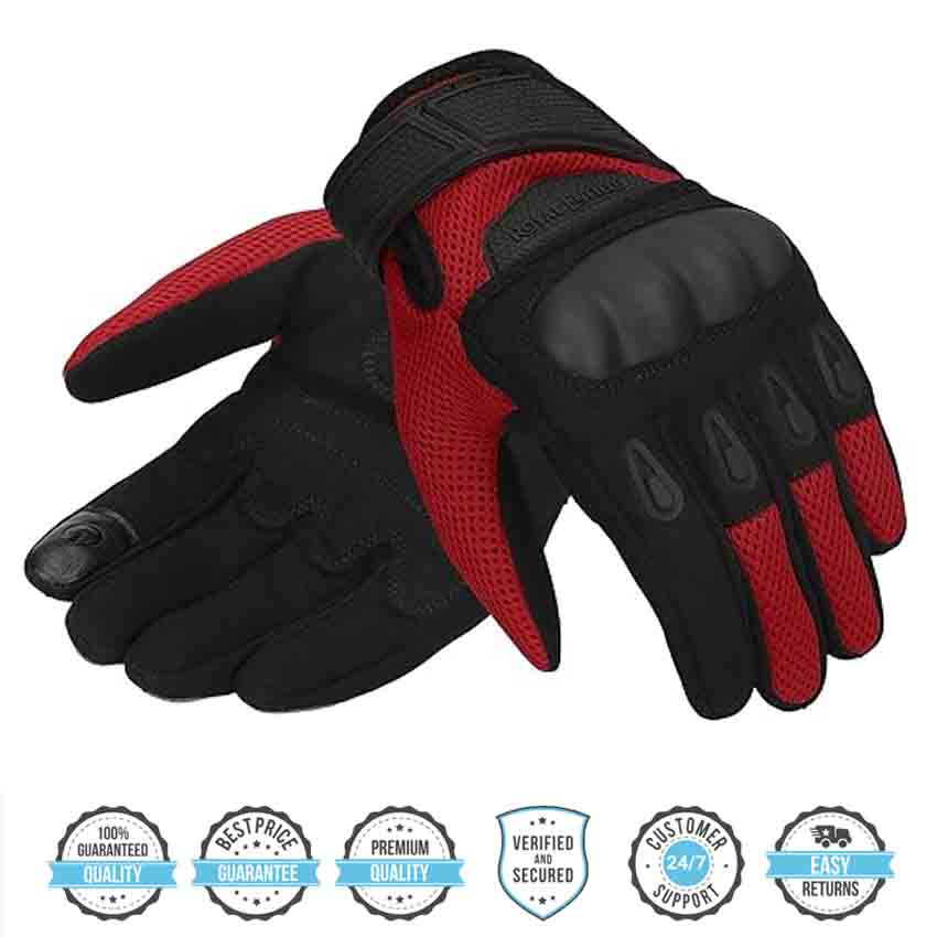 Royal Enfield Rambler V2 Riding Gloves Red & Black