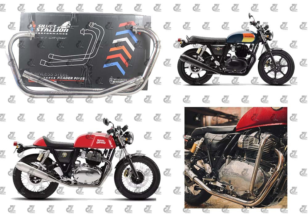SILVER STALLION PERFORMANCE BEND PIPES SILVER FOR ROYAL ENFIELD INTERCEPTOR / GT 650