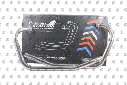 SILVER STALLION PERFORMANCE BEND PIPES SILVER FOR ROYAL ENFIELD INTERCEPTOR / GT 650