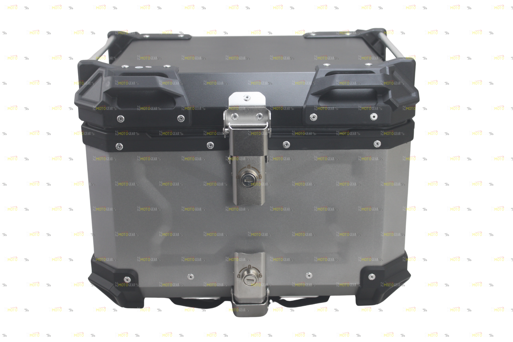 Silver Aluminum Luggage Top Box With Pads 45 LTR Compatible With Universal Motorcycle