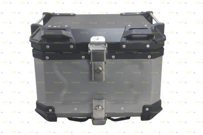 Silver Aluminum Luggage Top Box With Pads 45 LTR Compatible With Universal Motorcycle